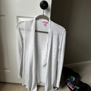 Lilly Pulitzer White Open-Front Lightweight Cardigan